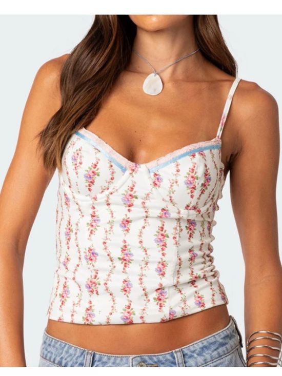 Edikted Tops - Edikted Indira Printed Cupped Lace Up Corset